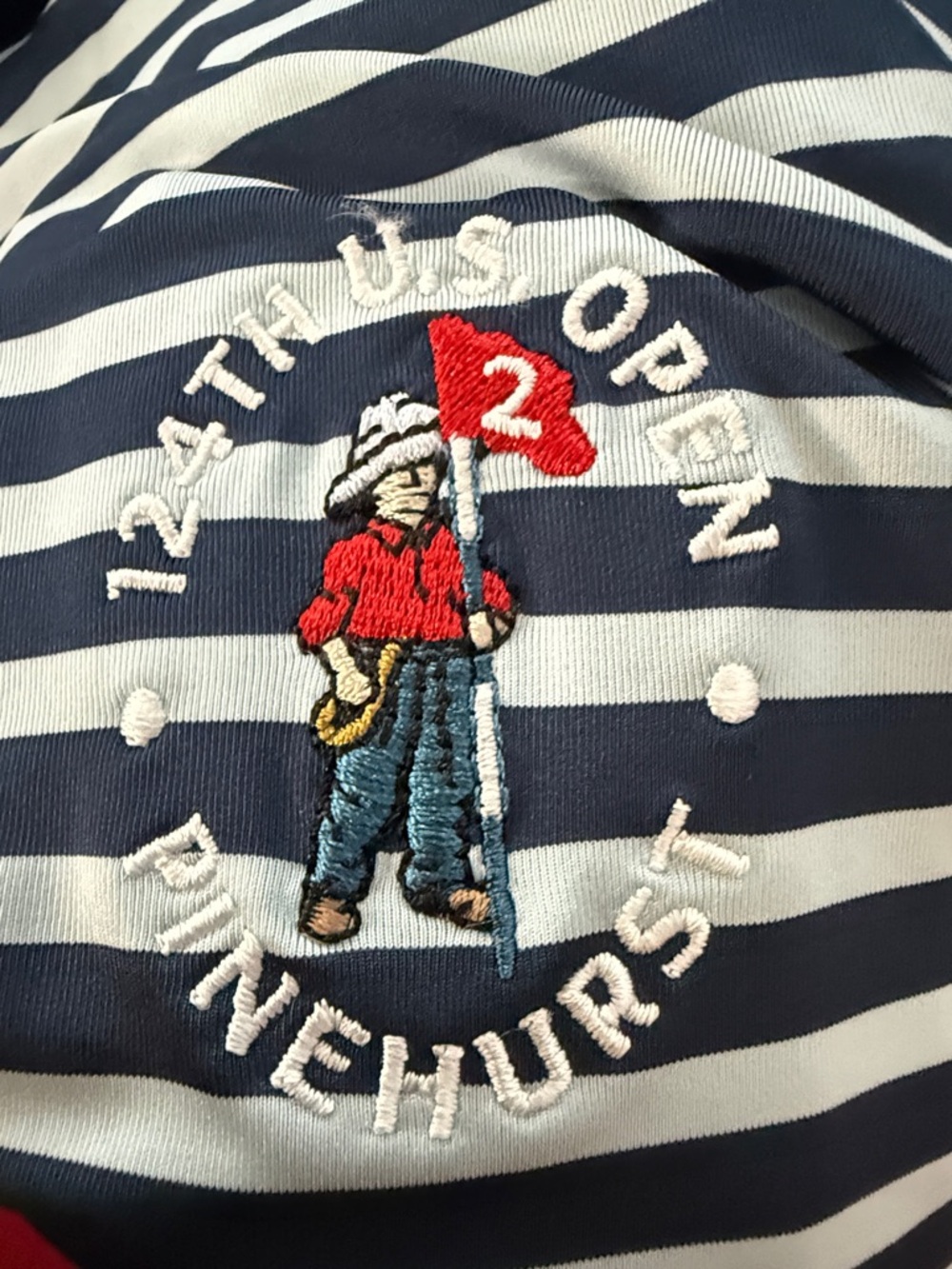 FootJoy Navy and White Horizontal Stripe Golf Polo - Picture 3 of 4